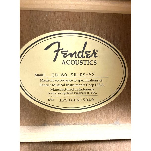 (BRUGT) Fender CD-60 SB-DS-V2